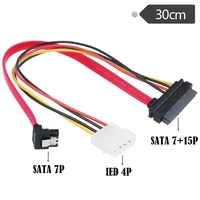 Cable SATA personalizado de 22P a 7P con curva + IED Disco duro macho grande 4P y Cable de datos de unidad óptica 7 + 15P Cable de alimentación IDE