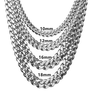 <span class=keywords><strong>Collana</strong></span> in acciaio inossidabile con catena a maglia cubana spessa Hip-Hop Miami per <span class=keywords><strong>uomo</strong></span> donna bracciali con gioielli placcati in oro 18 carati - Product Image 6