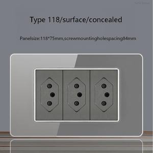 Enchufe de pared con interruptor de luz, doble USB tipo C, estándar brasileño, de vidrio templado, con tres entradas de corriente. - Product Image 5