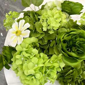 Silk Forest <b>Green</b> Rose Hydrangea Flower Row Flower Ball-Romantic Style Wedding Hotel & Banquet Decor Indoor/Outdoor Layout - Product Image 4