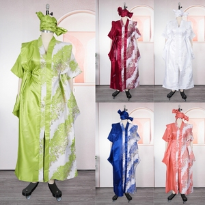 <span class=keywords><strong>Robe</strong></span> africaine de luxe J73 grande taille pour femme, vêtement ample à manches mi-longues, imprimé, style <span class=keywords><strong>Boubou</strong></span> Femme Dashiki avec foulard - Product Image 3