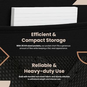 Creation <b>Wall</b> Storage Pocket Chart 30 Pockets Nylon Organizer With 5 Hangers For Classroom Office Use - Product Image 4