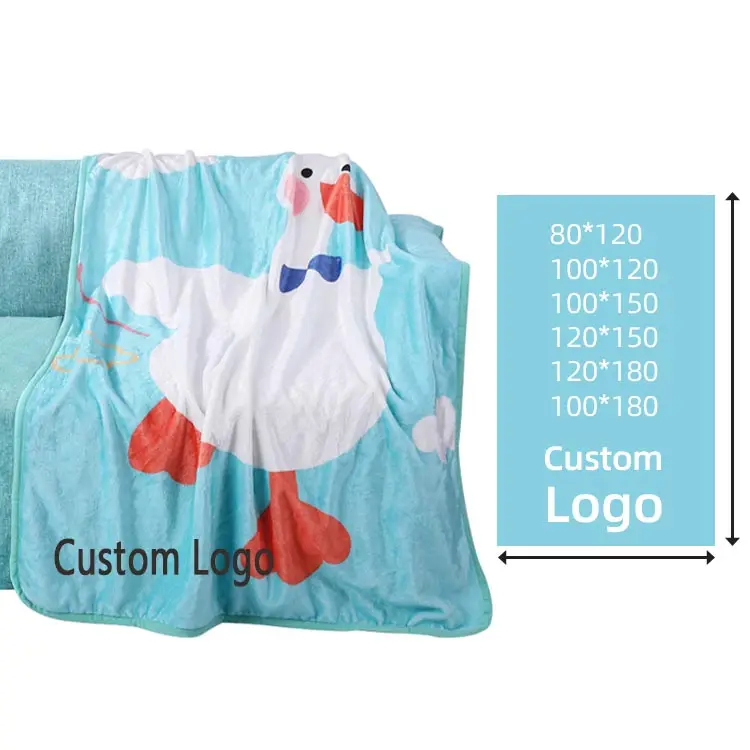Hot Sale Custom Logo gedruckt Cartoon Super weiche Qualität Fleece werfen dicke Flanell Decken für den Winter