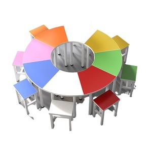 Conjunto de Mesa y Silla Escolar Hexagonal en Forma de Abanico para <span class=keywords><strong>Primaria</strong></span> y Secundaria, Mesa de Lectura y Entrenamiento, Mesa de Asesoramiento Psicológico - Product Image 6