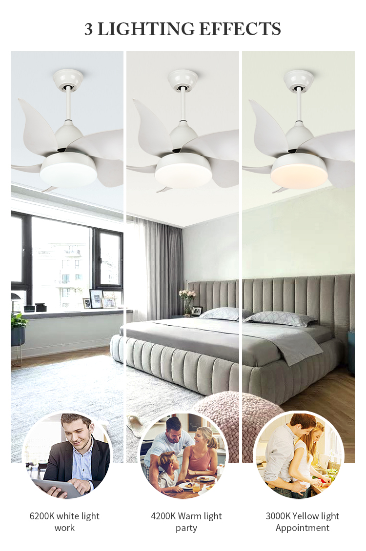 Breezelux hot selling 42" power AC DC abs leaves decorative ceiling fan efficiency fancy ceiling fan
