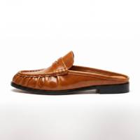 Mules en cuir style Yichang - Chaussures décontractées confortables pour femmes, à bout fermé, à enfiler, avec semelle texturée et empeigne plissée