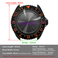 Casing Jam Tangan SKX Hitam Crown at 3 O'clock untuk SKX007 009 Bahan Baja Finishing Mengkilap Cocok untuk Mesin NH35 Chapter Ring Bezel Insert Mod Part