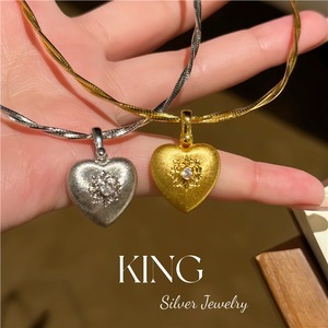 King <b>Silver</b> Jewelry Heart <b>Choker</b> Necklace With Diamond Bezel Setting For Women Everyday Wear - Product Image 2