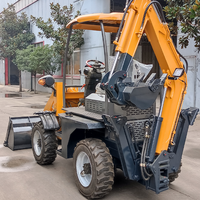 Mini Backhoe Wheel Loader Murah HD 4x4 Mesin Diesel Pompa Traktor Pertanian Dapat Diderek Sistem Hidrolik Penuh Bersertifikasi CE Garansi 1 Tahun