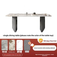 Table à manger moderne de luxe léger en ardoise, design rectangulaire à pieds larges, multifonctionnelle, combinaison 6 chaises, mobilier de maison et de salon
