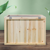 Maisonnette en bois couleur bois de bruyère pour petits animaux (Totoro, Chinchilla, Hamster) – Cage respirante au design carré, marque MSH, avec fermeture push-up