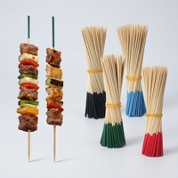 Brochettes en bambou écologiques, jetables, de haute qualité, teintes sur mesure, multicolores, pour barbecue, grillades, fruits, décoratives, fabrication OEM
