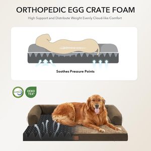 Cama Ortopédica Impermeable para Perros con Espuma de Caja de Huevos, Funda Extraíble, Base Antideslizante, Lavable, Cama de Lujo Extra Grande para Perros de Alta Calidad - Product Image 2