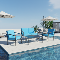 Ensemble table et chaises modernes et confortables en aluminium non pliables pour 4 personnes, mobilier de jardin extérieur avec plateau en verre, garantie de 2 ans