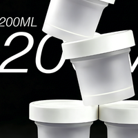 Conteneur en plastique PP blanc givré de qualité alimentaire de 200 ml avec couvercle à vis pour crème glacée, gâteau, dessert