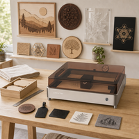 Graveur et découpeur laser de bureau 20W 400x380 pour acrylique et cuir avec caméra LightBurn, boîtier de sécurité, machine laser pour le travail du bois