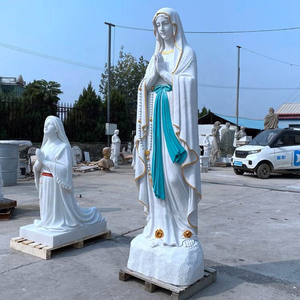 Statua della Vergine Maria in marmo bianco a grandezza naturale, design orientale, per uso in chiesa/cimitero, dimensioni e colore personalizzabili - Product Image 4