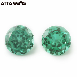 Pierre synthétique de saphir vert, pierre brute en corindon vert de forme ronde, création en laboratoire - Product Image 2