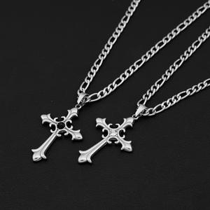 Hot Selling Niche Design <b>Titanium</b> Steel Cross Pendant Necklace Hiphop Style Silver Plated Men's Necklaces Wholesale Jewelry - Product Image 1