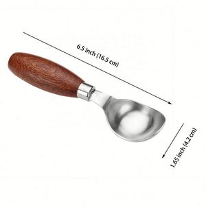 Cuillère à glace en acier inoxydable avec manche en bois de qualité supérieure, logo personnalisé, pour cadeaux promotionnels d'entreprise - Product Image 2