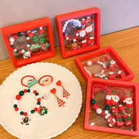 Ensemble de bijoux de Noël pour enfants, bracelets, boucles d'oreilles, Père Noël, sapin de Noël, bonhomme de neige, dessins animés, cadeau de Noël