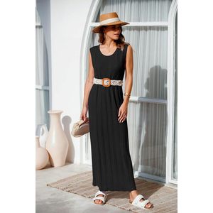 Robe longue d'été personnalisée pour femme, sans manches, col rond, en maille côtelée, coupe ample, style pull de maternité, en tissu respirant - Product Image 5