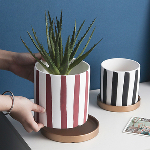 Nouvelle jardinière succulente en céramique à rayures, Mini Pot <span class=keywords><strong>de</strong></span> fleurs <span class=keywords><strong>de</strong></span> <span class=keywords><strong>jardin</strong></span> pour la maison, le bureau, Pot <span class=keywords><strong>de</strong></span> plante <span class=keywords><strong>de</strong></span> décoration - Product Image 2