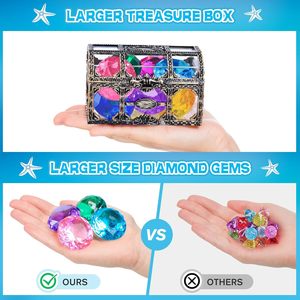 10 Juguetes <span class=keywords><strong>de</strong></span> Buceo con Diamantes Grandes y Coloridos con Cofre del Tesoro, Juguetes <span class=keywords><strong>Pirata</strong></span> Sumergibles para Niños Pequeños, Fiesta en la Piscina - Product Image 2