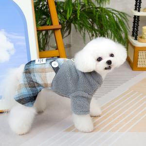 Abrigo de Invierno <span class=keywords><strong>para</strong></span> <span class=keywords><strong>Perros</strong></span> Pequeños/Medianos, Forrado de Felpa, con Diseño a Cuadros, 4 Patas Completas, Decoración con Botones, Clip <span class=keywords><strong>para</strong></span> Correa con Anillo en D y Botón a Presión - Product Image 4