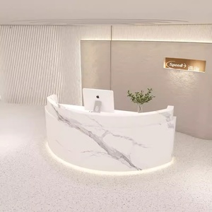 Mesa de Recepción de <span class=keywords><strong>Oficina</strong></span> Moderna de Alta Calidad, Curva, de Madera Negra, en Forma de Arco, en Venta - Product Image 5