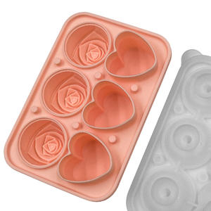 Yongli BG025 ice extra large 6 cavity heart rose 3d shape ice holiday cube tray con coperchio a imbuto trasparente stampo in silicone personalizzato - Product Image 5