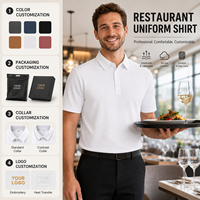 Uniforme de personnel de service alimentaire pour hommes, polo uni, vêtements de travail pour restaurant, vente en gros, personnalisable avec logo OEM
