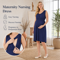 Robe de grossesse et d'allaitement sans manches, à ouverture croisée, taille élastique, vente en gros