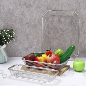 Stainless Steel Vegetable Washing Basket 201 Steel Dishwasher Safe Fruit Draining Mesh Basket Kitchen Storage Set - Product Image 3