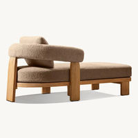 Chaise longue d'extérieur en teck massif au design moderne avec coussin en mousse haute densité pour villa de luxe et terrasse d'hôtel de charme