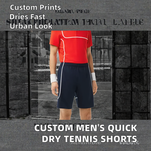 Shorts de tennis formels pour hommes, personnalisés, unis, teints, mi-élastiques, respirants, à séchage rapide, imperméables, en polyester/coton - Product Image 2