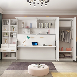 Mobile Salvaspazio Multiuso Personalizzato <span class=keywords><strong>Letto</strong></span> a Scomparsa Nascosto a Parete Girevole Verticale con Pouf Orizzontale Pieghevole <span class=keywords><strong>Su</strong></span> <span class=keywords><strong>Misura</strong></span> <span class=keywords><strong>Letto</strong></span> Murphy - Product Image 6