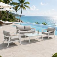 Ensemble de canapés en aluminium OEM de haute qualité, fauteuils d'extérieur, ensemble de conversation, mobilier de jardin, villa, durable
