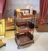 Chariot de Salon Yicheng Beauty au Design Moderne, en Bois Massif Écologique à Trois Niveaux, Multifonctionnel et Mobile pour Salon et Chambre
