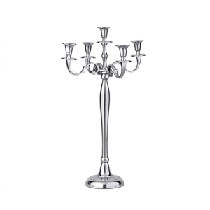 Candelabro de Aluminio sin Llama para Bodas, Navidad, Pascua, 5 Brazos, 60 cm, Plateado, Creativo, Vintage, Hecho a Mano, Decoración para el Hogar - Product Image 1