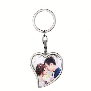 Porte-clés vierge pour sublimation, DIY, rond, cœur, double face, en alliage de zinc, pour transfert thermique, logo personnalisé, cadeau Saint-Valentin - Product Image 2