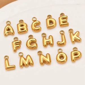 18k Gold PVD Plated Mini Balloon Alphabets Charms Stainless Steel Bubble English <strong>Initial</strong> Letters <strong>Pendants</strong> for DIY Jewelry Making - Product Image 1