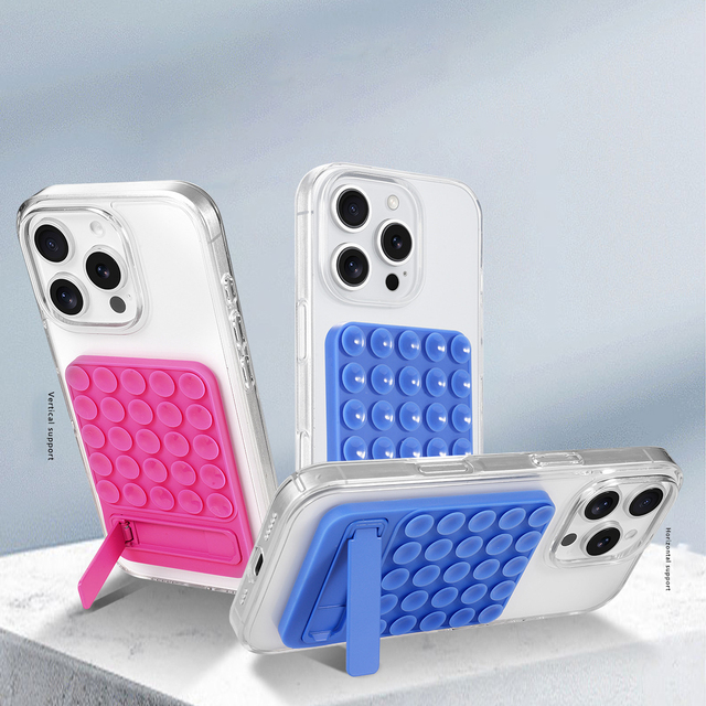 Lulin Universal Phone Holder Silicone Rubber Product with Back Sticker Compatible with All Phones Foldable Silicone Suction Cup