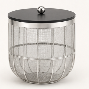 Modern Stainless Steel Mesh Fruit and <b>Vegetable</b> <b>Storage</b> Basket with Dustproof Black Lid and Ball Knob - Product Image 5