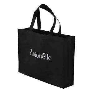 Factory Recyclable Fabric Tote black Non Woven Gift Bag With Custom Printed Logo Design Shopping Tote Bag