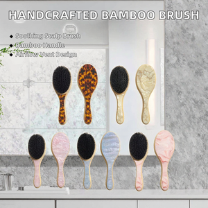 Brosse ovale de massage en nylon avec manche en bambou bio, artisanale et luxueuse, rose <span class=keywords><strong>Chantilly</strong></span>, pour usage domestique - Product Image 2