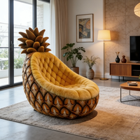 Canapé Ananas de Luxe, Fauteuil, Décoration d'Intérieur Originale et Funky, Cadeau d'Anniversaire Unique, Siège Accent Unique Confortable en Velours