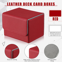 Boîte de rangement pour cartes à collectionner Yuu Tcg en cuir personnalisé, blanc et rouge, forme rectangulaire, fermeture magnétique, pour cartes à collectionner
