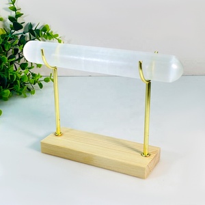 Новое поступление, натуральный лечебный камень, кристалл, селенитовая волшебная палочка с держателем, селенитовый кристалл для продажи и украшения - Product Image 1