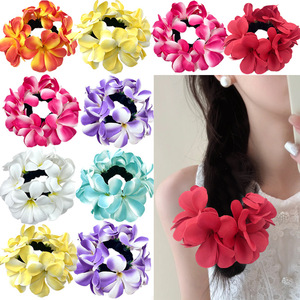 Diadema de Tela con Flores de Frangipani Artificiales Coloridas, Alta Elasticidad, Hecha a Mano, Linda, para Vacaciones en la Playa, Venta al Por Mayor - Product Image 2